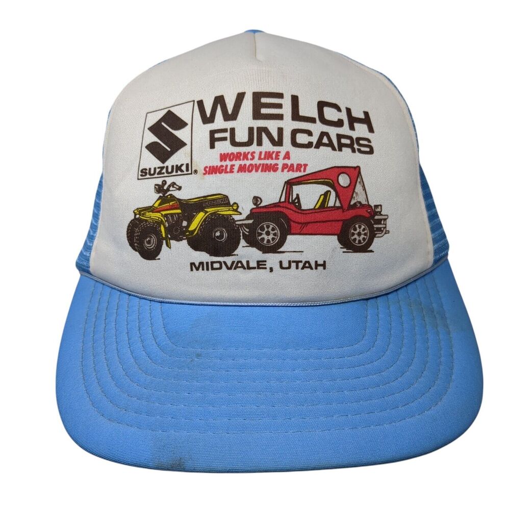 Suzuki Welch Fun Cars Utah Snapback Rope Trucker Hat Blue One Size